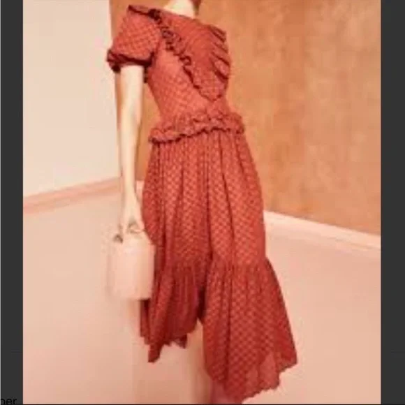 Ula Johnson Bettine Embroidered Ruffle Maxi Dress XS 0 - Picture 3 of 9